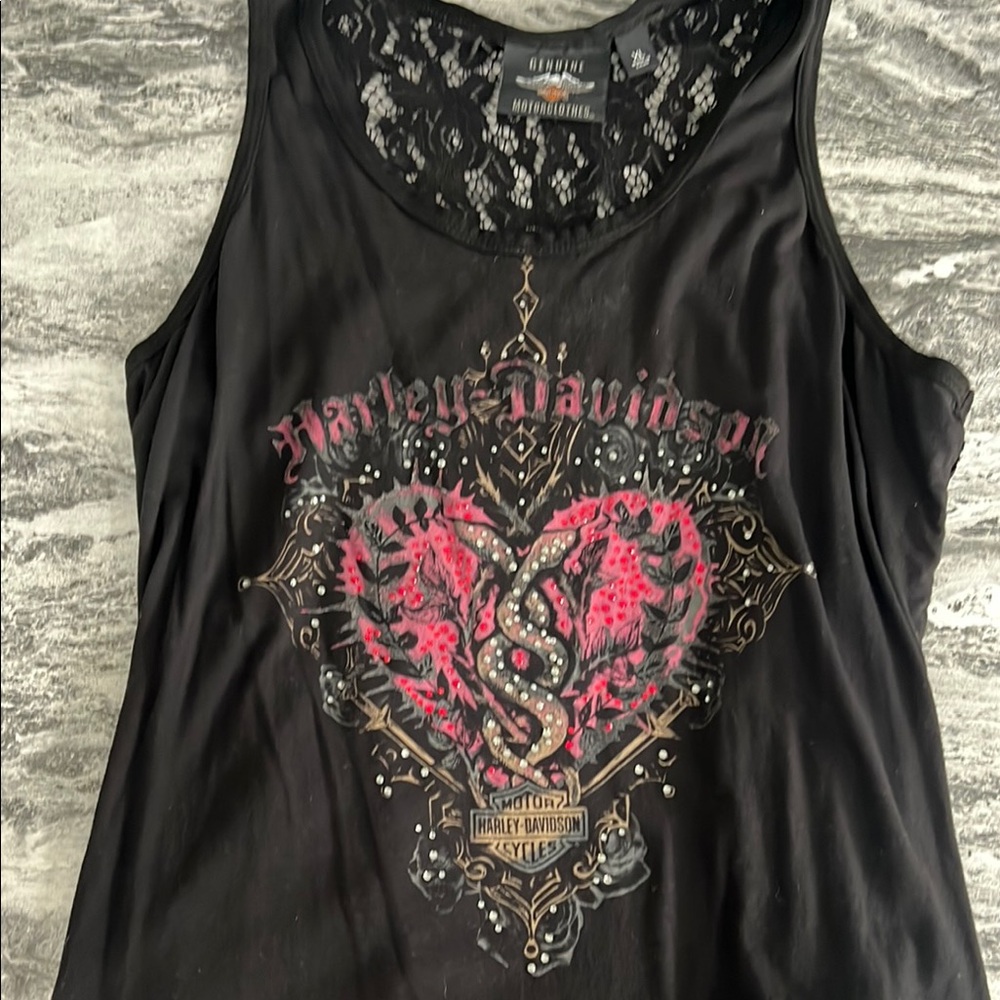 Harley-Davidson Black Sleeveless Graphic Tank Top